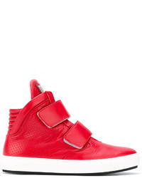 rote hohe Sneakers aus Leder von Dirk Bikkembergs