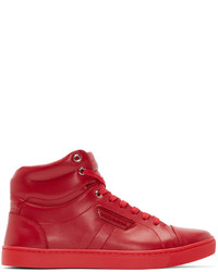 rote hohe Sneakers aus Leder von Dolce & Gabbana