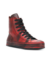 rote hohe Sneakers aus Leder von Ann Demeulemeester Blanche