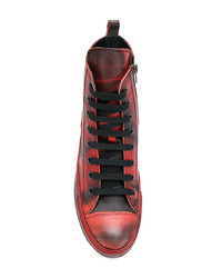 rote hohe Sneakers aus Leder von Ann Demeulemeester Blanche