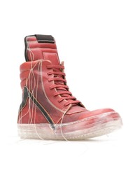 rote hohe Sneakers aus Leder von Rick Owens