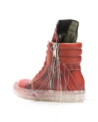 rote hohe Sneakers aus Leder von Rick Owens