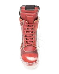 rote hohe Sneakers aus Leder von Rick Owens