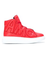 rote hohe Sneakers aus Leder von Alexander McQueen