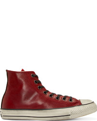 rote hohe Sneakers aus Leder von John Varvatos