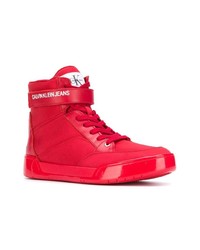 rote hohe Sneakers aus Leder von Calvin Klein Jeans