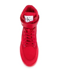 rote hohe Sneakers aus Leder von Calvin Klein Jeans