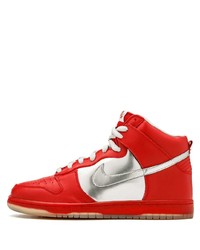 rote hohe Sneakers aus Leder von Nike