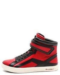 rote hohe Sneakers aus Leder von Balmain