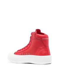 rote hohe Sneakers aus Leder von Alexander McQueen