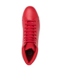 rote hohe Sneakers aus Leder von Philipp Plein