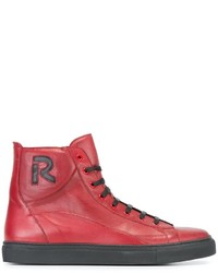 rote hohe Sneakers aus Leder von Raf Simons