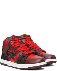 rote hohe Sneakers aus Leder von BAPE
