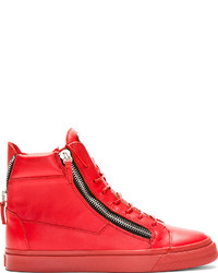 rote hohe Sneakers aus Leder von Giuseppe Zanotti