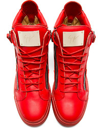 rote hohe Sneakers aus Leder von Giuseppe Zanotti