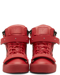 rote hohe Sneakers aus Leder von Giuseppe Zanotti