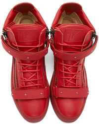 rote hohe Sneakers aus Leder von Giuseppe Zanotti