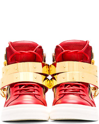 rote hohe Sneakers aus Leder von Giuseppe Zanotti