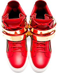 rote hohe Sneakers aus Leder von Giuseppe Zanotti