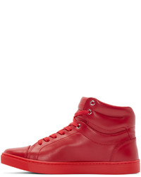 rote hohe Sneakers aus Leder von Dolce & Gabbana