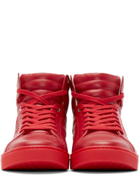 rote hohe Sneakers aus Leder von Dolce & Gabbana