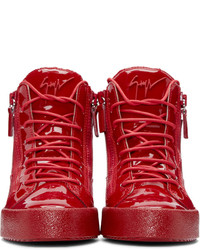 rote hohe Sneakers aus Leder von Giuseppe Zanotti