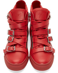 rote hohe Sneakers aus Leder von Giuseppe Zanotti