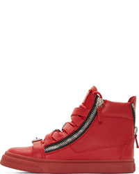 rote hohe Sneakers aus Leder von Giuseppe Zanotti