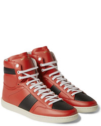 rote hohe Sneakers aus Leder von Saint Laurent