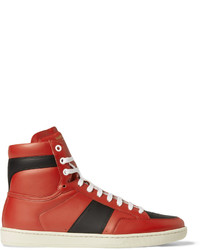 rote hohe Sneakers aus Leder von Saint Laurent