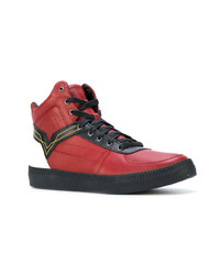 rote hohe Sneakers aus Leder von Diesel