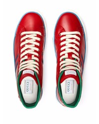 rote hohe Sneakers aus Leder von Gucci