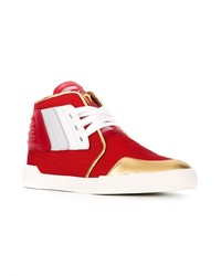 rote hohe Sneakers aus Leder von Giuseppe Zanotti Design