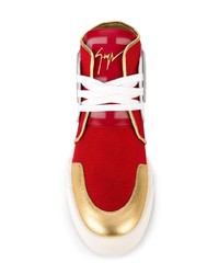 rote hohe Sneakers aus Leder von Giuseppe Zanotti Design