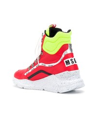 rote hohe Sneakers aus Leder von MSGM