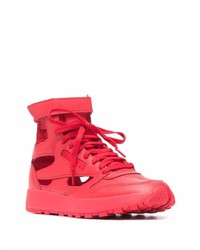 rote hohe Sneakers aus Leder von Maison Margiela