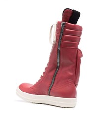 rote hohe Sneakers aus Leder von Rick Owens