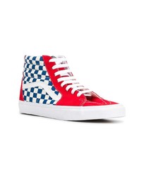 rote hohe Sneakers aus Segeltuch mit Karomuster von Vans