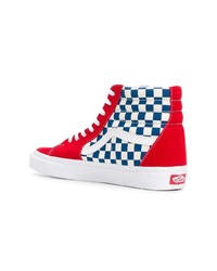 rote hohe Sneakers aus Segeltuch mit Karomuster von Vans