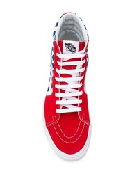 rote hohe Sneakers aus Segeltuch mit Karomuster von Vans