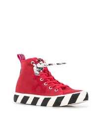 rote hohe Sneakers aus Segeltuch von Off-White