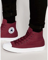 rote hohe Sneakers aus Segeltuch von Converse