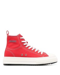 rote hohe Sneakers aus Segeltuch von DSQUARED2