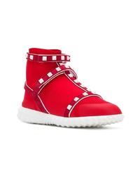 rote hohe Sneakers aus Segeltuch von Valentino
