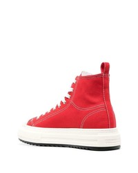 rote hohe Sneakers aus Segeltuch von DSQUARED2