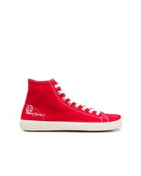 rote hohe Sneakers aus Segeltuch von Maison Margiela