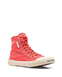 rote hohe Sneakers aus Segeltuch von Balenciaga