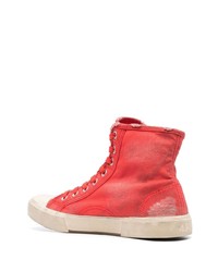 rote hohe Sneakers aus Segeltuch von Balenciaga