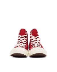 rote hohe Sneakers aus Segeltuch von Converse