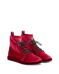 rote hohe Sneakers aus Wildleder von Giuseppe Zanotti